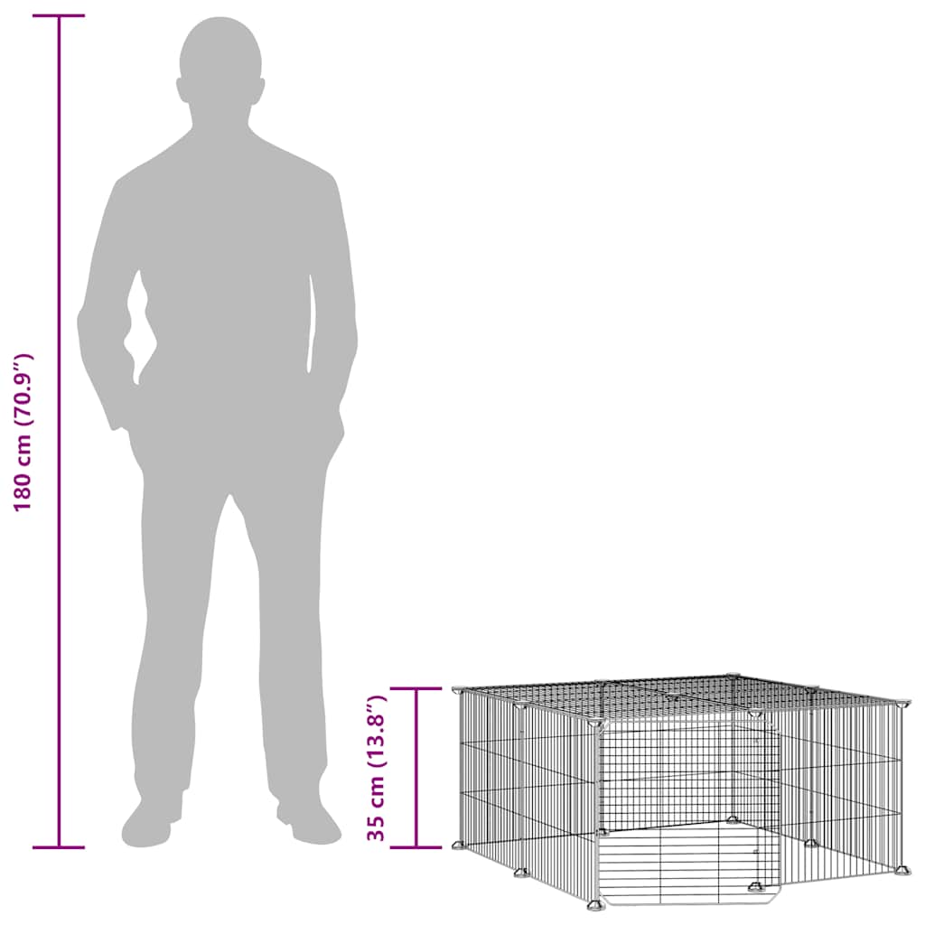 12panelová ohrádka pro zvířata s dvířky černá 35 x 35 cm ocel