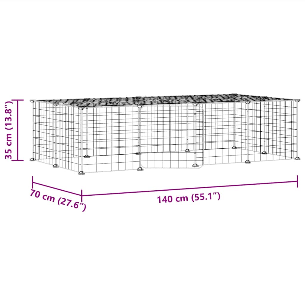 20panelová ohrádka pro zvířata s dvířky černá 35 x 35 cm ocel