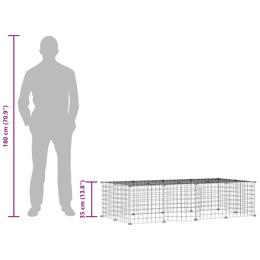 20panelová ohrádka pro zvířata s dvířky černá 35 x 35 cm ocel