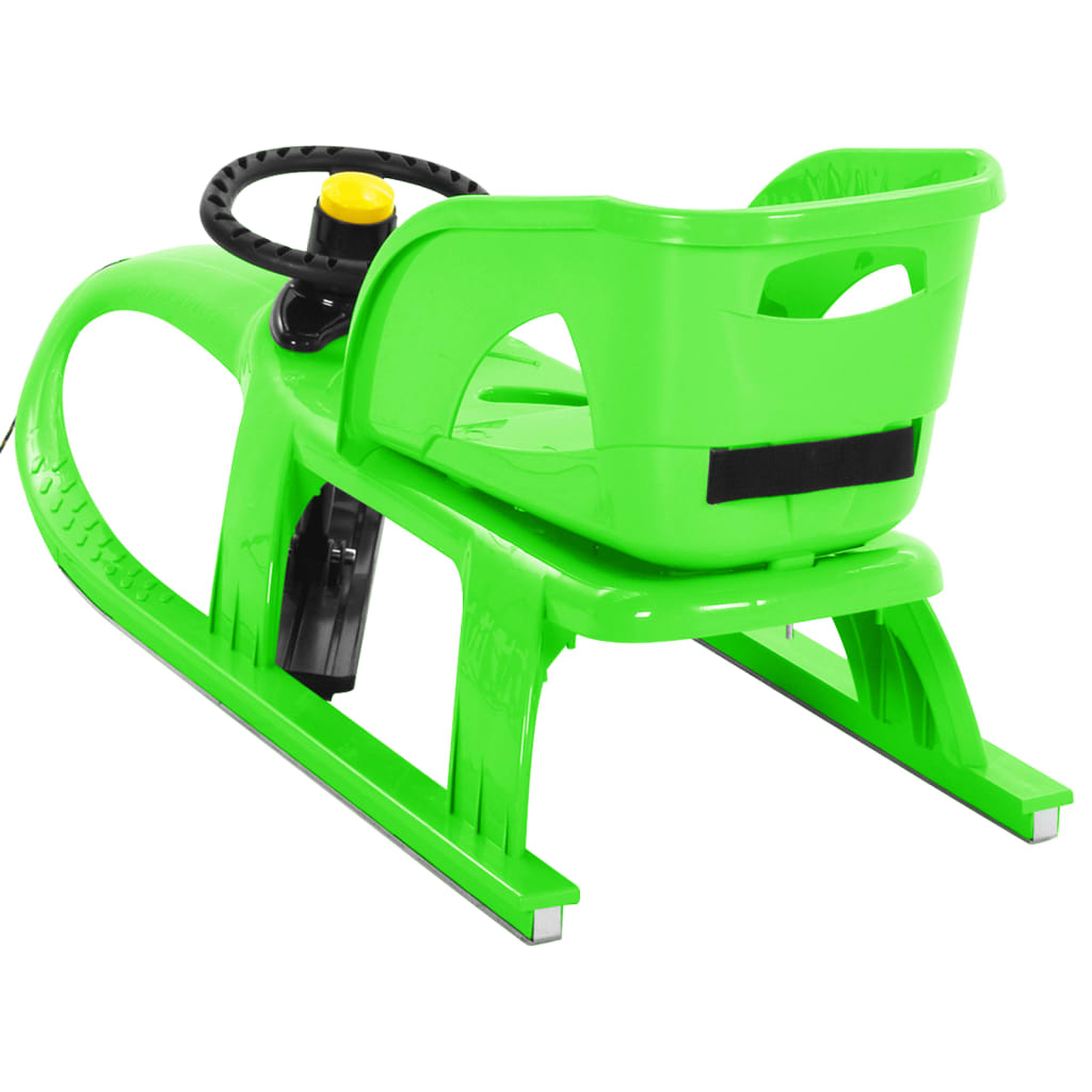 Sáně se sedadlem a volantem zelené 102,5x40x23 cm polypropylen