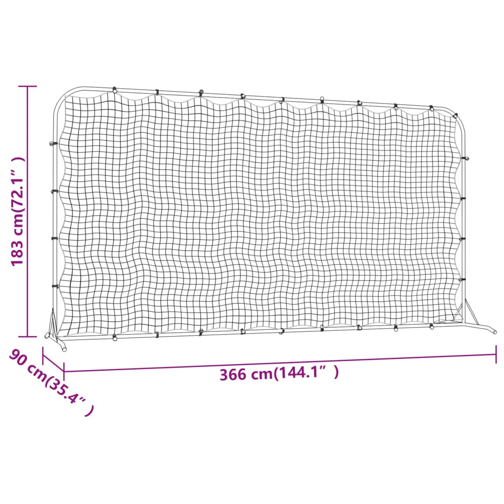 Fotbalový rebounder černý 366 x 90 x 183 cm HDPE