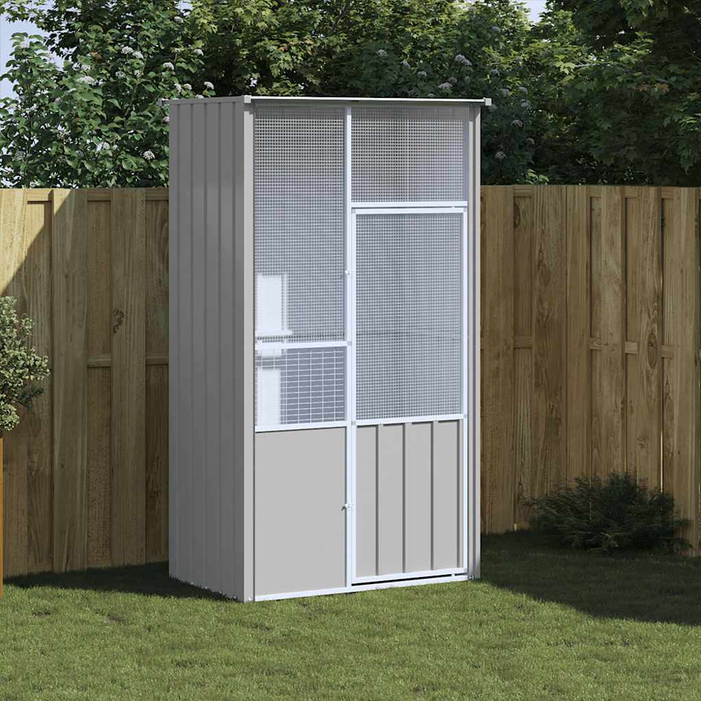 Ptačí klec šedá 115 x 78 x 200 cm pozinkovaná ocel