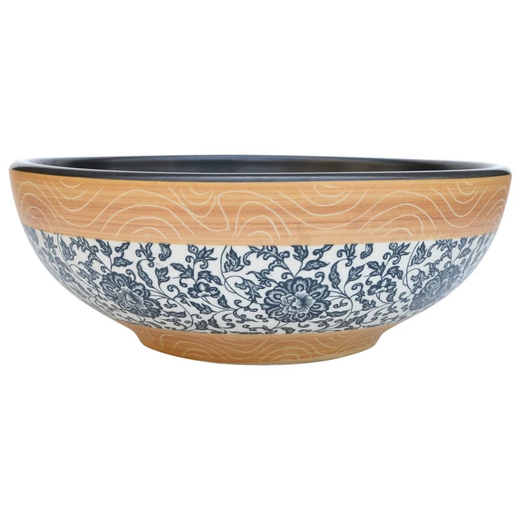 Umyvadlo na desku vícebarevné kulaté Φ 41 x 14 cm keramika