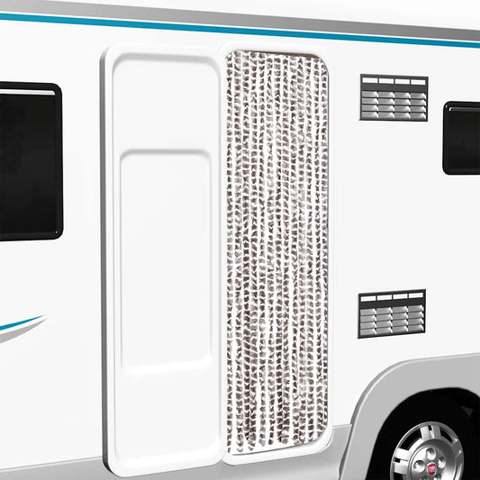 Závěs proti hmyzu taupe a bílý 56 x 200 cm žinylka