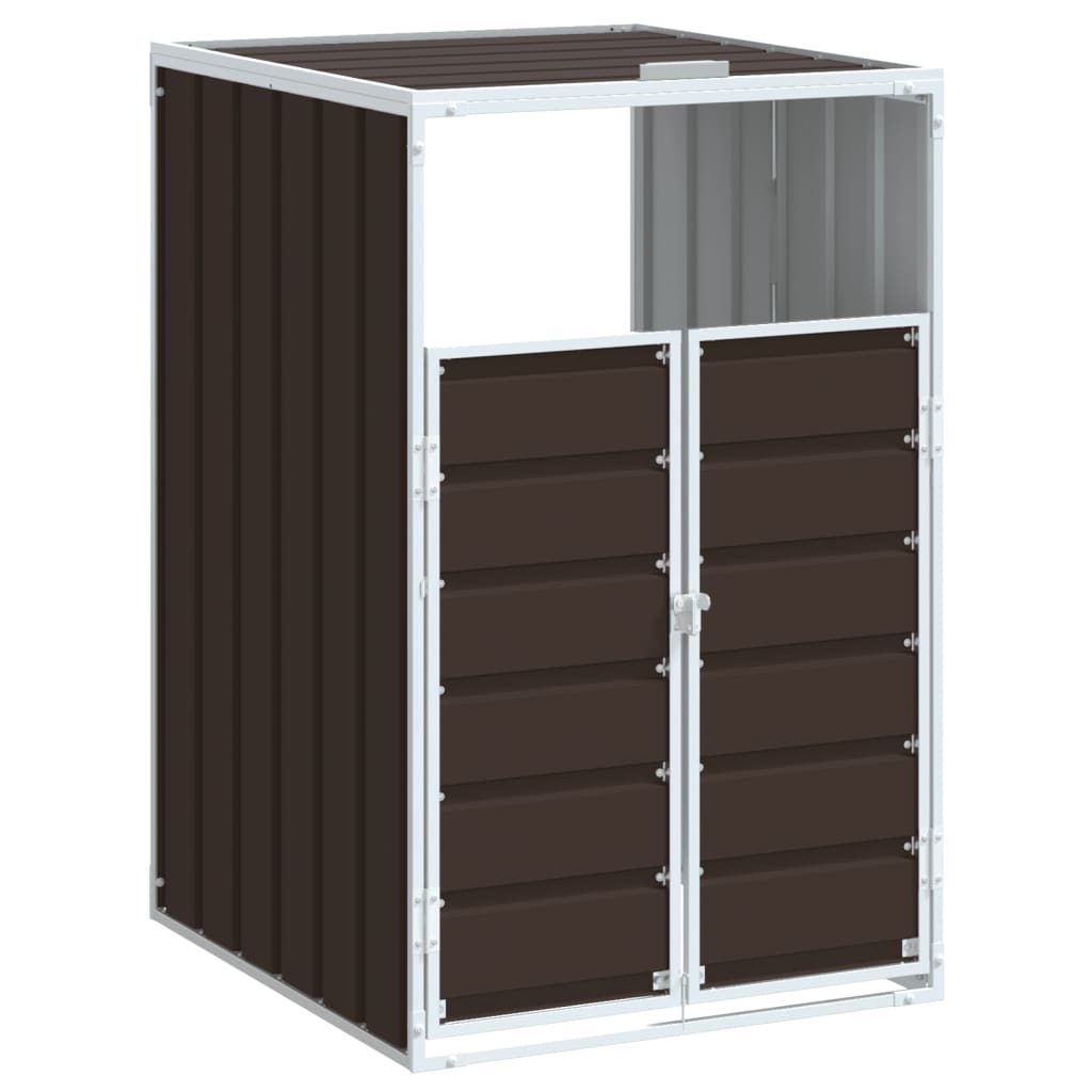 Box na 1 popelnici hnědý 72 x 81 x 115 cm ocel