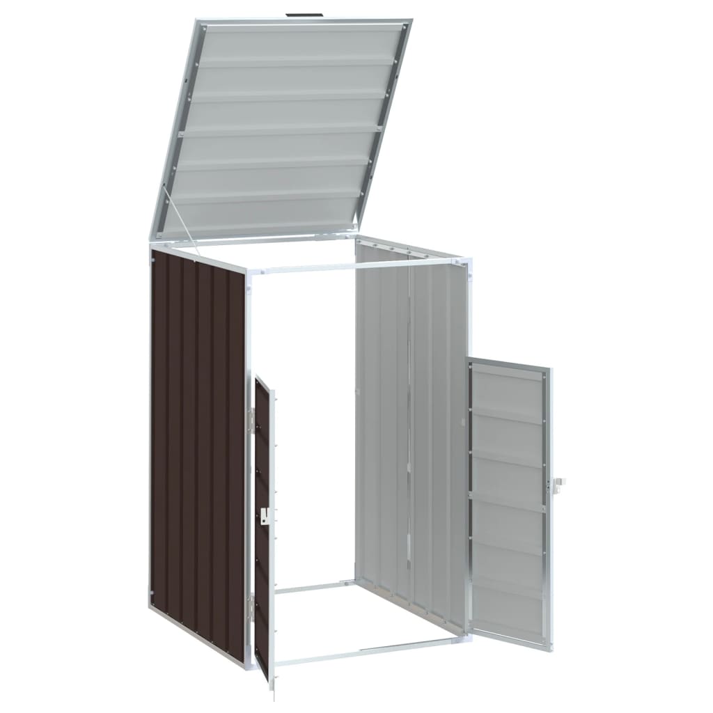 Box na 1 popelnici hnědý 72 x 81 x 115 cm ocel