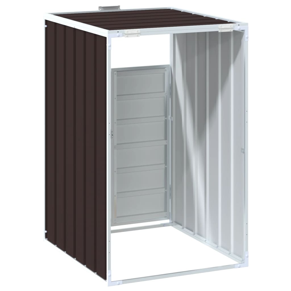 Box na 1 popelnici hnědý 72 x 81 x 115 cm ocel