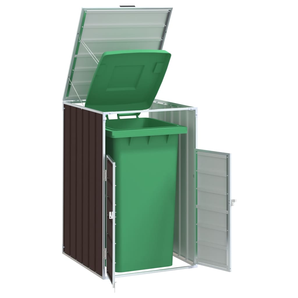 Box na 1 popelnici hnědý 72 x 81 x 115 cm ocel