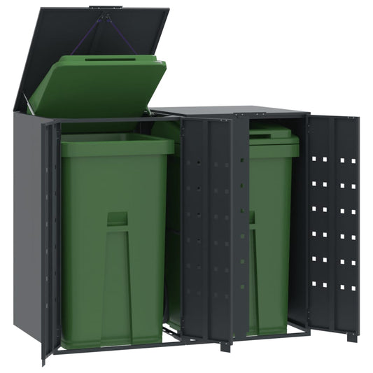 Box na 2 popelnice antracitový 138 x 79 x 117 cm ocel