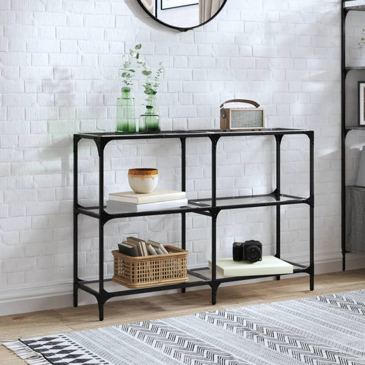 Konzolový stolek průhledná skleněná deska 118,5x30x81 cm ocel