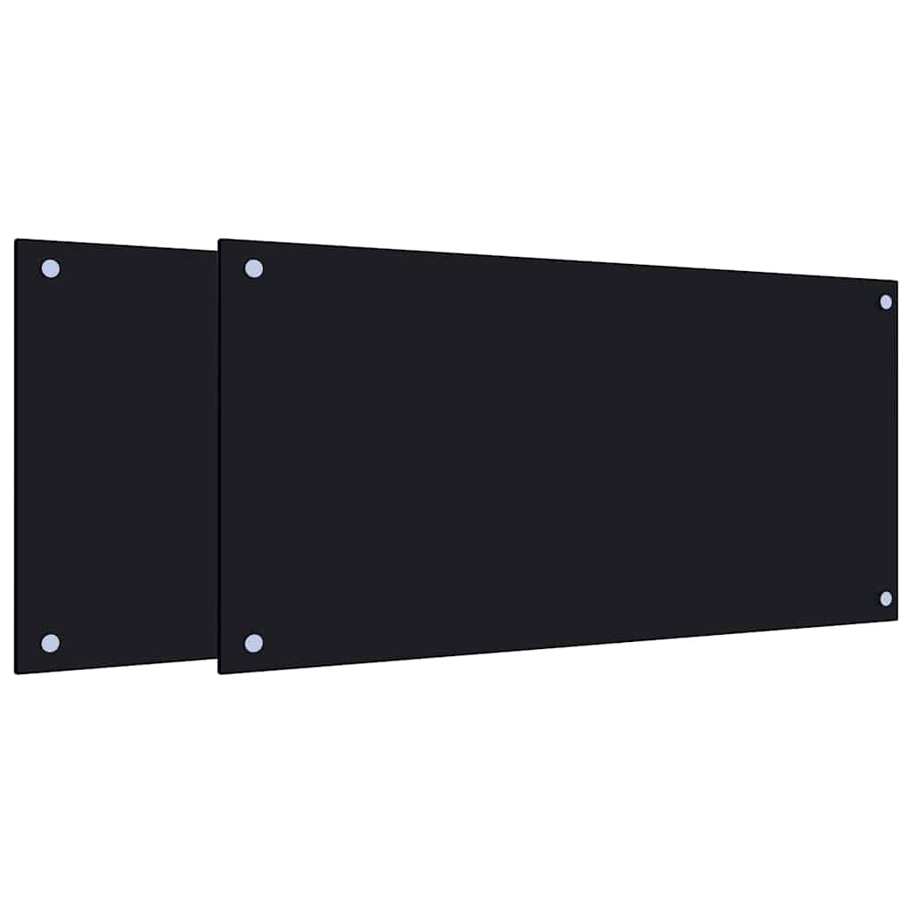 Kuchyňské panely 2 ks černé 80 x 40 cm tvrzené sklo