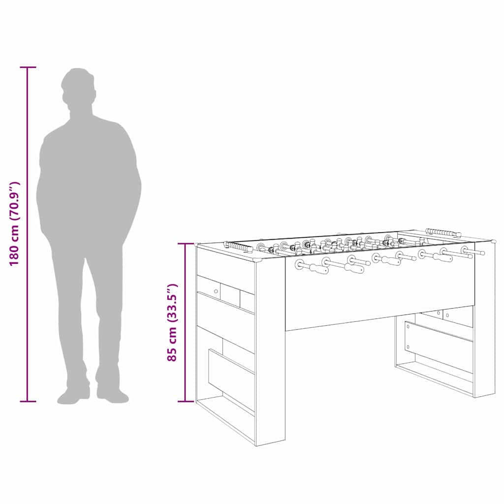 Fotbalový stůl 2 pcs Kouřový dub 146,5 x 74 x 85 cm