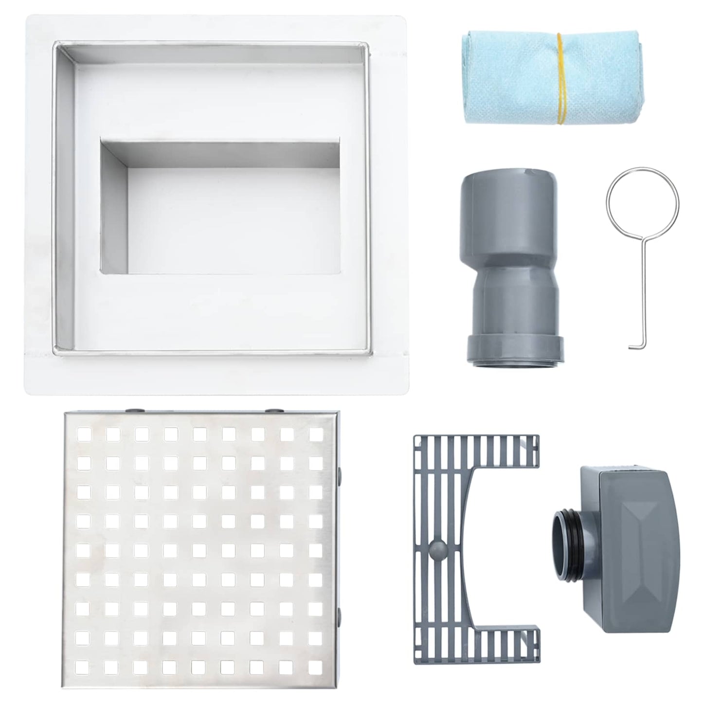 2 v 1 sprchový odtok Stříbrná 15 x 15 cm Nerezová ocel 304