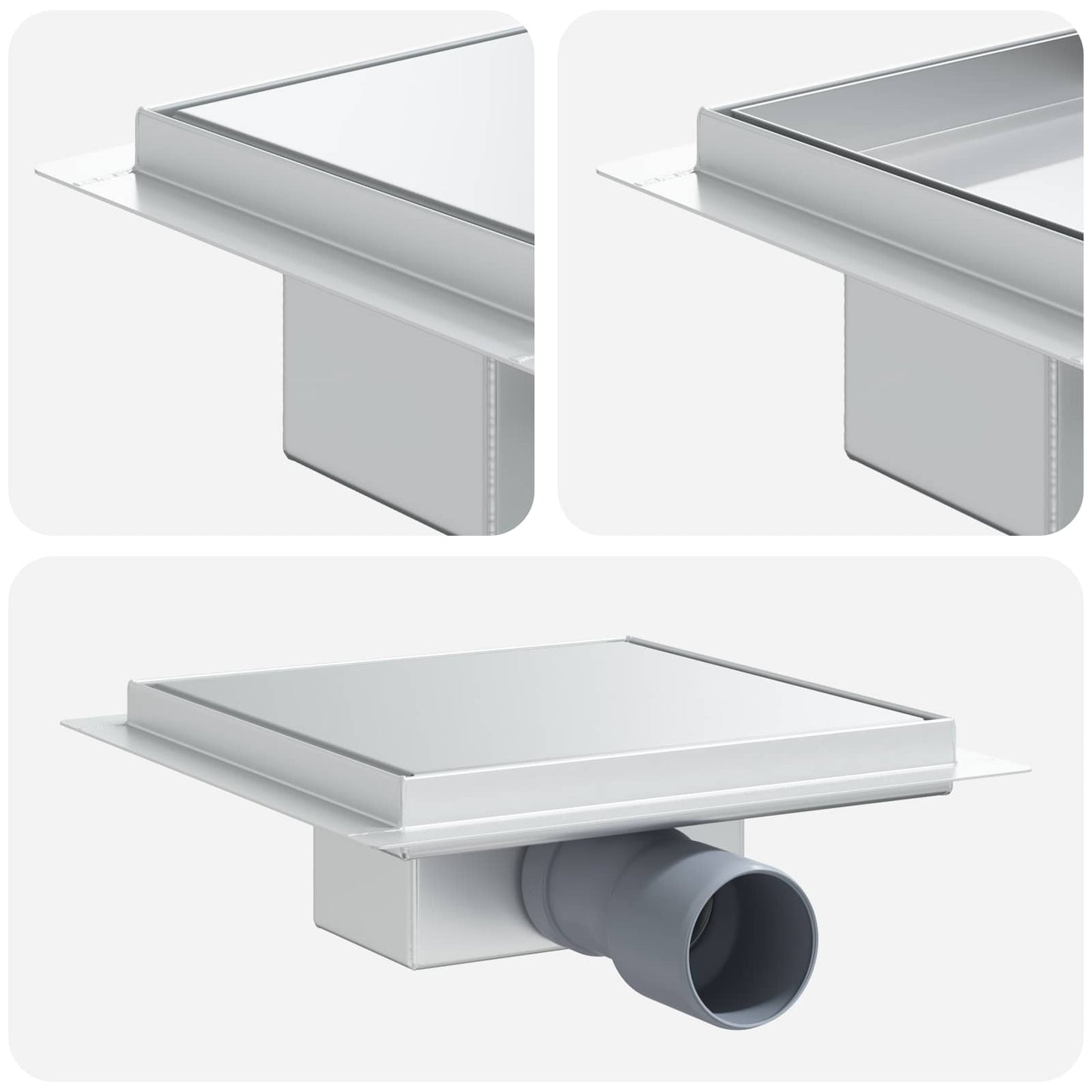 2 v 1 sprchový odtok Stříbrná 20 x 20 cm Nerezová ocel 304