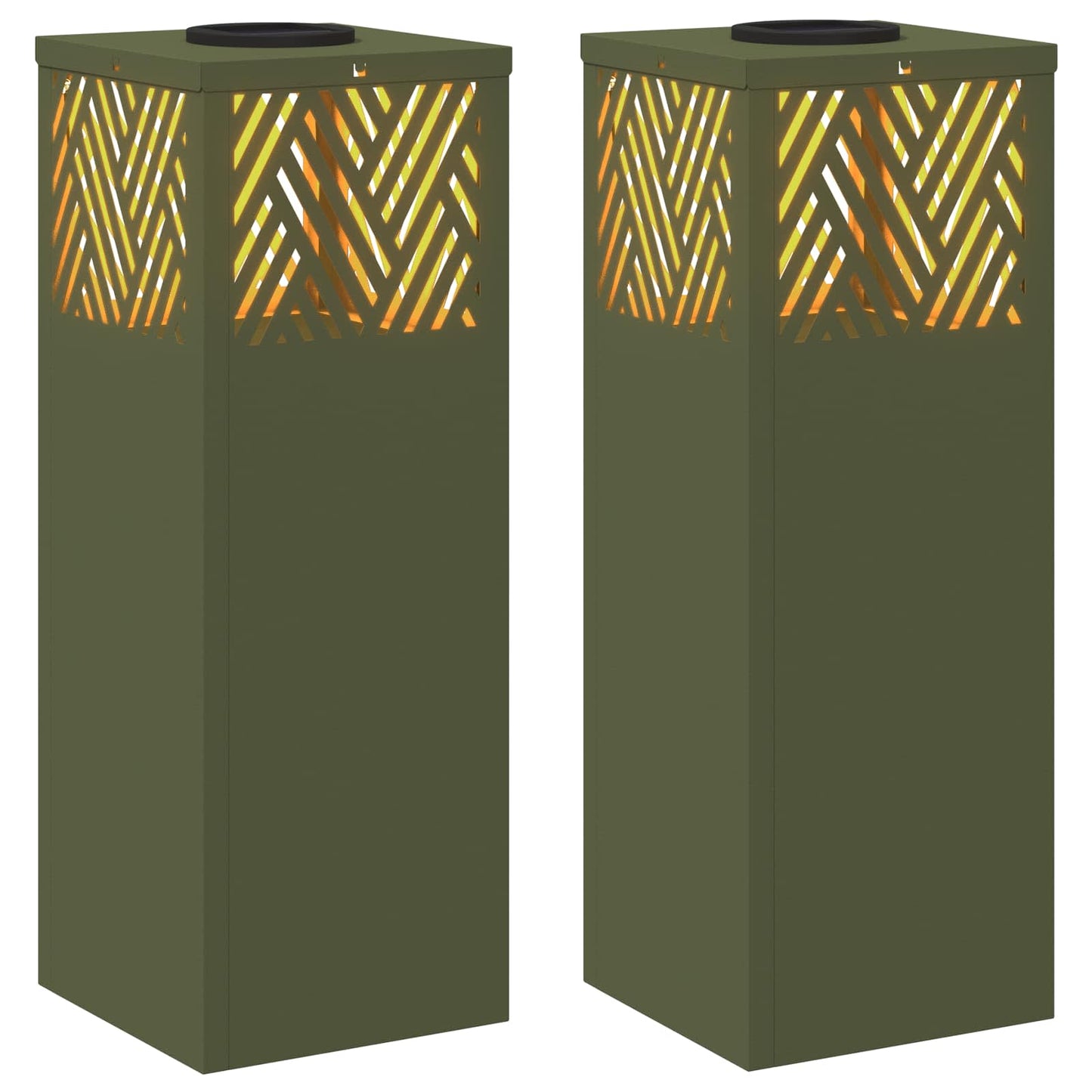 Solární LED Cestovní Světlo Rybí kost 2 pcs Olivově zelená